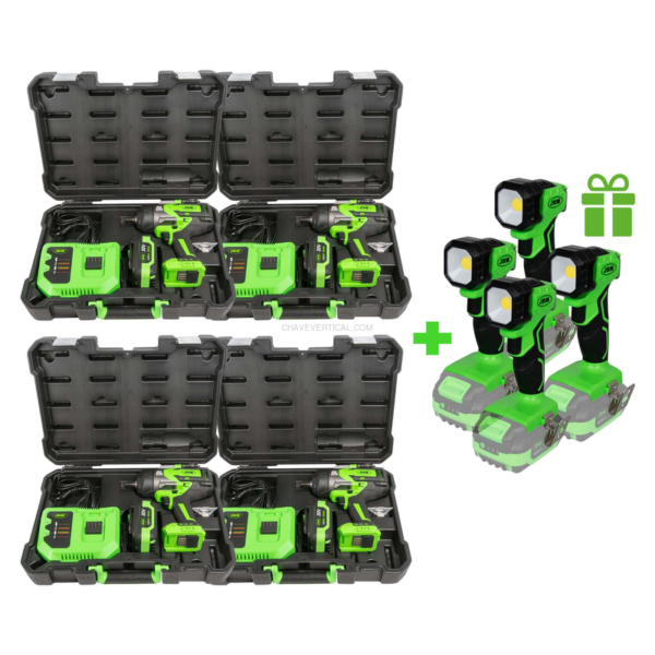 4 X 60044C Chave de Impacto 1/2" 1300Nm + 4 X Lâmpada LED 60035 de Presente JBM