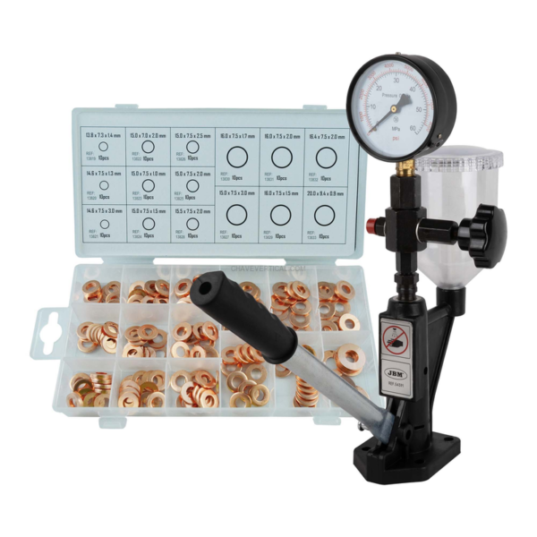 54391 Teste para Bicos Injetores de Diesel + 53229 Sortimento de Anilhas de Cobre para Injetor JBM