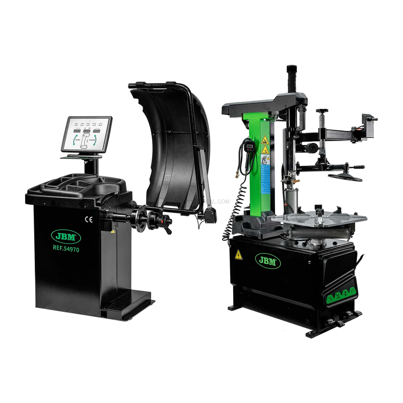 54970 Equilibradora Digital de Rodas com Pedal e Laser + 54964 Máquina de Montar e Desmontar JBM
