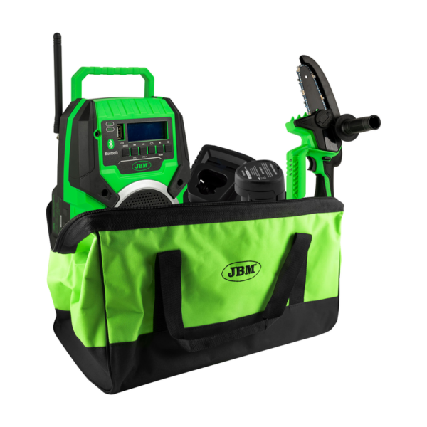 60056 Mini Serra de 12V +60055 Radio +60025 Carregador 12V+ 60026 Bateria Li-ion 2.0AH + 53782 Bolsa JBM