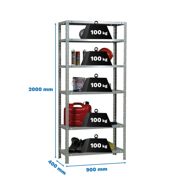 Estante Metálica COMFORT 6/400 Galvanizadonizado - 2000 x 900 x 400 mm