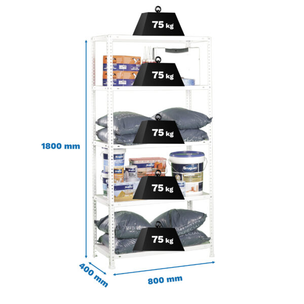 Estante Metálica ADVANTAGE MINI 5/300 Branco - 1800 x 800 x 300 mm