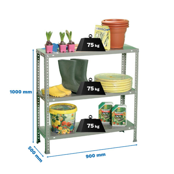 Estante Metálica ADVANTAGE 3/500 1000 Cinzento - 1000 x 900 x 500 mm