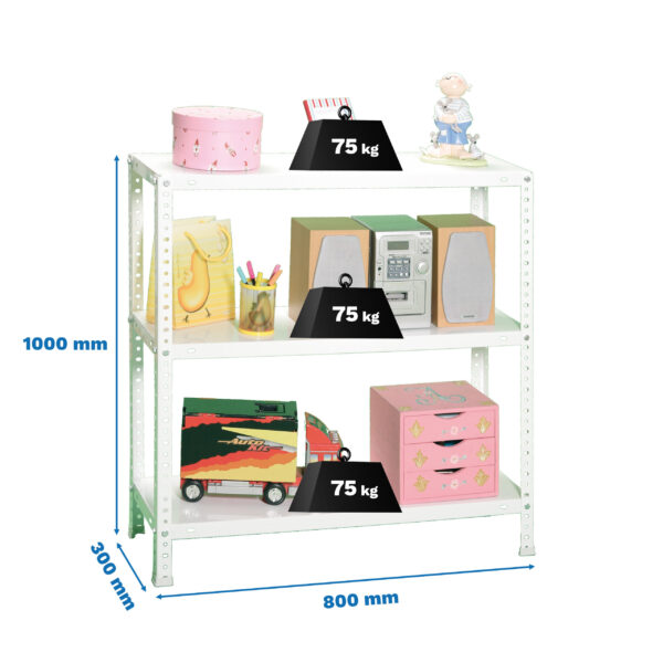 Estante Metálica ADVANTAGE MINI 3/300 1000 Branco - 1000 x 800 x 300 mm