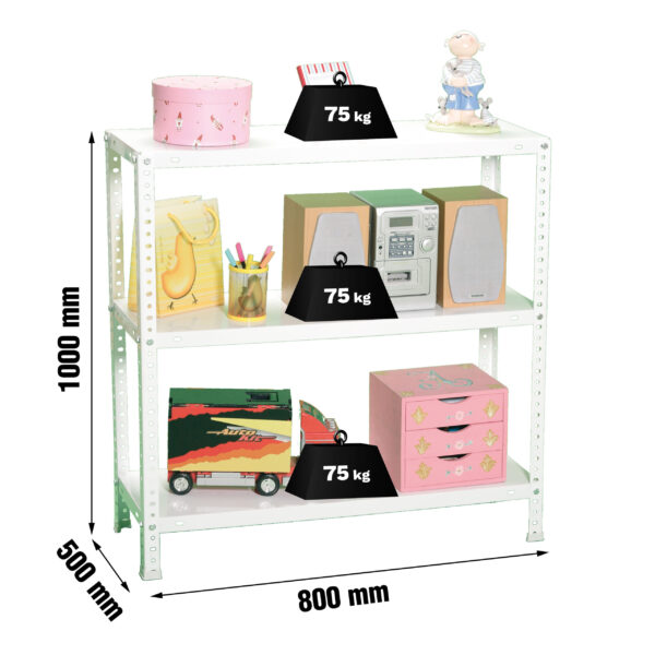 Estante Metálica ADVANTAGE MINI 3/500 1000 Branco - 1000 x 800 x 500 mm