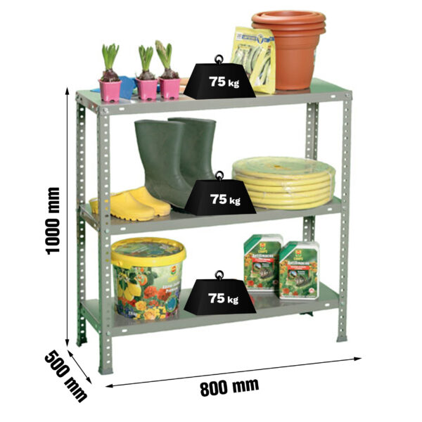 Estante Metálica ADVANTAGE MINI 3/500 1000 Cinzento - 1000 x 800 x 500 mm