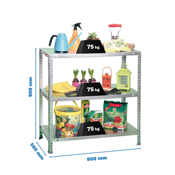 Estante Metálica ADVANTAGE MINI 3/500 900 Galvanizadonizado - 900 x 800 x 500 mm