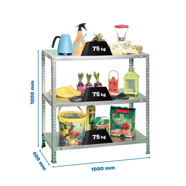 Estante Metálica ADVANTAGE PLUS 3/400 1000 Galvanizadonizado - 1000 x 1000 x 400 mm