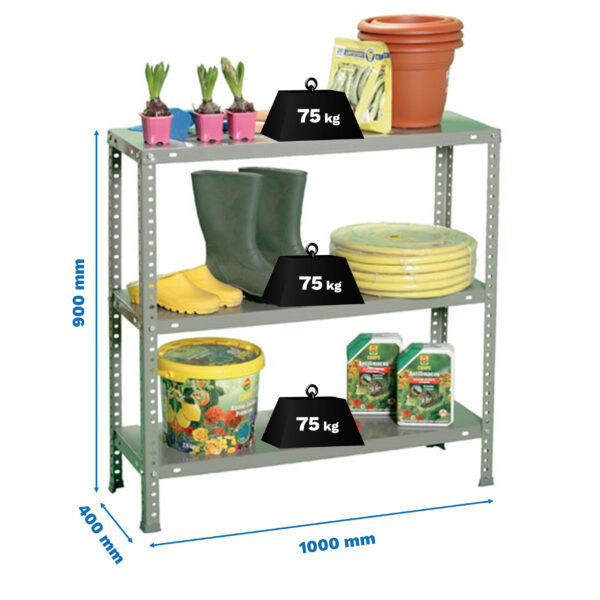 Estante Metálica ADVANTAGE PLUS 3/400 900 Cinzento - 900 x 1000 x 400 mm
