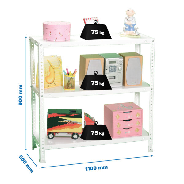 Estante Metálica ADVANTAGE SUPERPLUS 3/500 900 Branco - 900 x 1100 x 500 mm