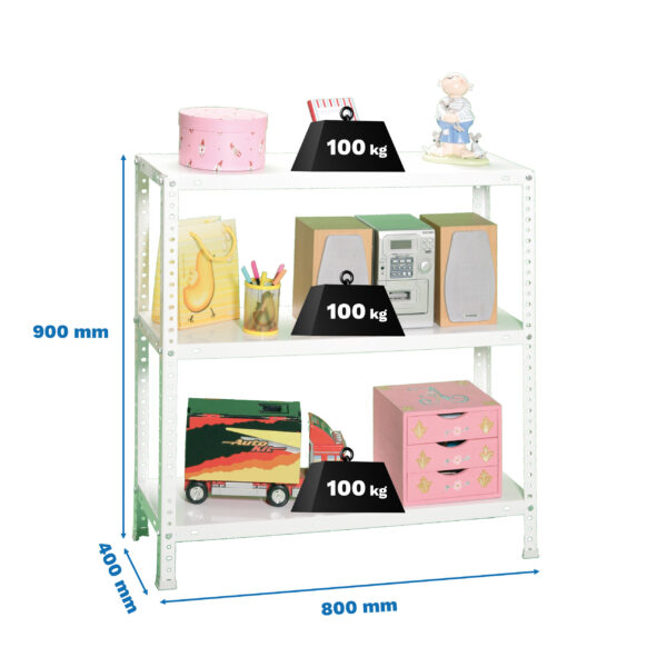 Estante Metálica COMFORT MINI 3/400 900 Branco - 900 x 800 x 400 mm
