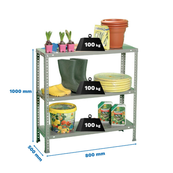 Estante Metálica COMFORT MINI 3/500 1000 Cinzento - 1000 x 800 x 500 mm