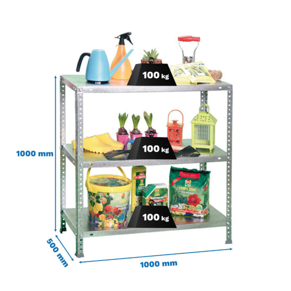 Estante Metálica COMFORT PLUS 3/500 1000 Galvanizadonizado - 1000 x 1000 x 500 mm