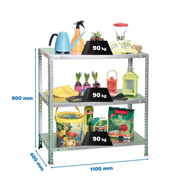 Estante Metálica COMFORT SUPERPLUS 3/400 900 Galvanizadonizado - 900 x 1100 x 400 mm