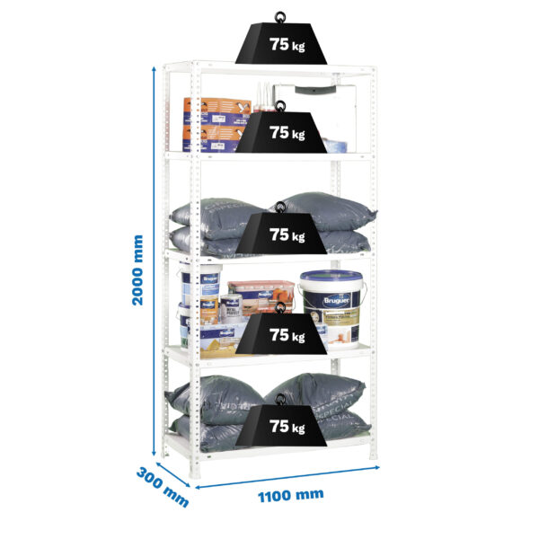 Estante Metálica ADVANTAGE SUPERPLUS 5/300 Branco - 1800 x 1100 x 300 mm