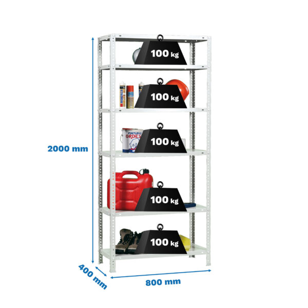Estante Metálica COMFORT MINI 6/400 Branco - 2000 x 800 x 400 mm