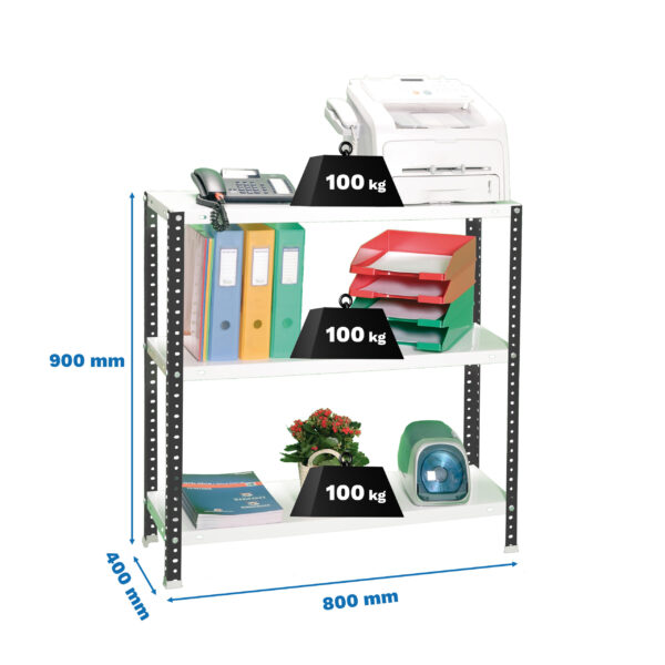 Estante Metálica COMFORT MINI 3/400 900 Antracite/Branco - 900 x 800 x 400 mm