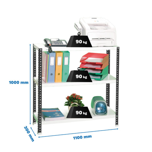 Estante Metálica COMFORT SUPERPLUS 3/300 1000 Antracite/Branco - 1000 x 1100 x 300 mm