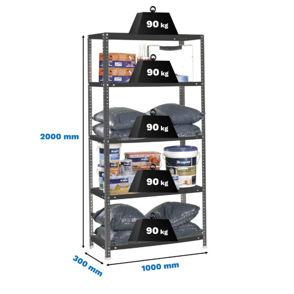 Estante Metálica COMFORT SUPERPLUS 5/300 Antracite - 2000 x 1100 x 300 mm