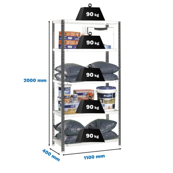 Estante Metálica COMFORT SUPERPLUS 5/400 Antracite/Branco - 2000 x 1100 x 400 mm