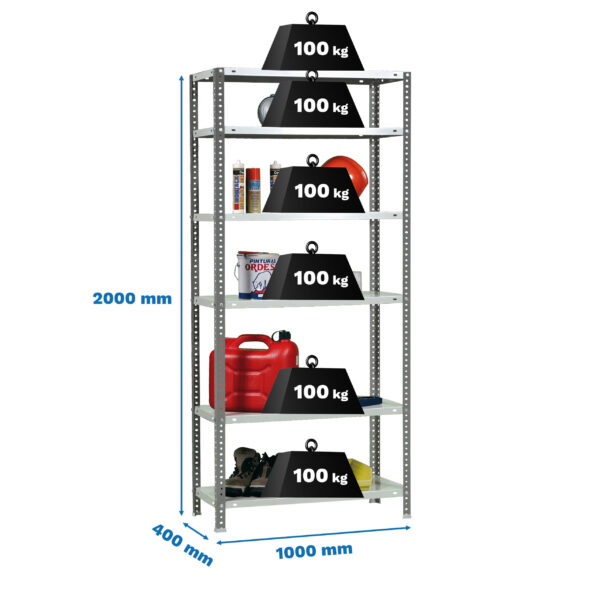 Estante Metálica COMFORT PLUS 6/400 Antracite/Branco - 2000 x 1000 x 400 mm