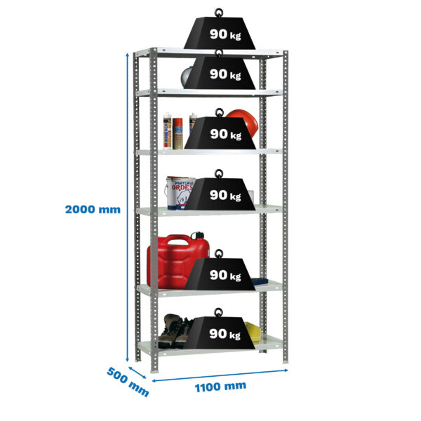 Estante Metálica COMFORT SUPERPLUS 6/500 Antracite/Branco - 2000 x 1100 x 500 mm