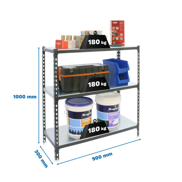Estante Metálica SIMONCLICK 3/300 1000 Antracite/Galvanizado - 1000 x 900 x 300 mm