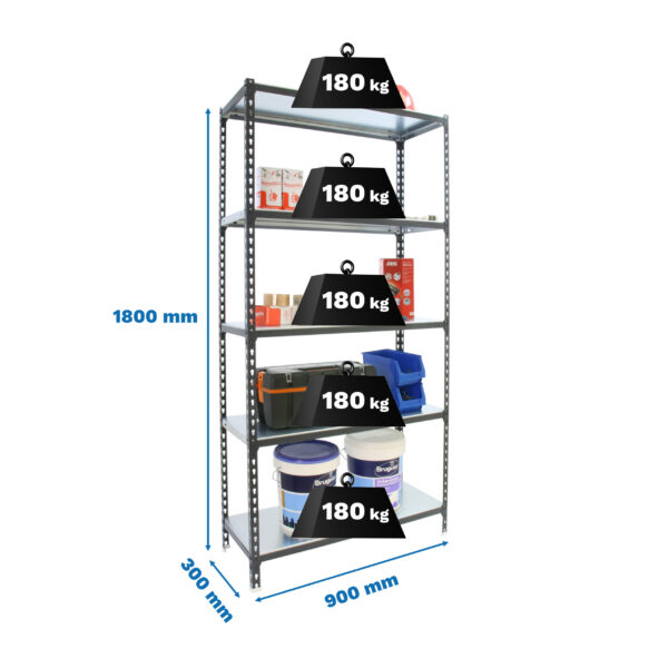 Estante Metálica SIMONCLICK 5/300 Antracite/Galvanizado - 1800 x 900 x 300 mm