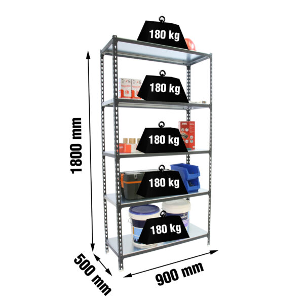 Estante Metálica SIMONCLICK 5/500 Antracite/Branco - 1800 x 900 x 500 mm