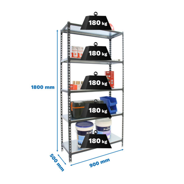 Estante Metálica SIMONCLICK 5/500 Antracite/Galvanizado - 1800 x 900 x 500 mm