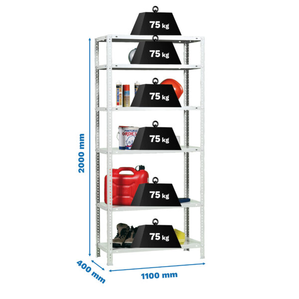 Estante Metálica ADVANTAGE SUPERPLUS 6/400 Branco - 2000 x 1100 x 400 mm