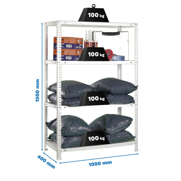 Estante Metálica COMFORT PLUS 4/400 Galvanizado - 1500 x 1000 x 400 mm