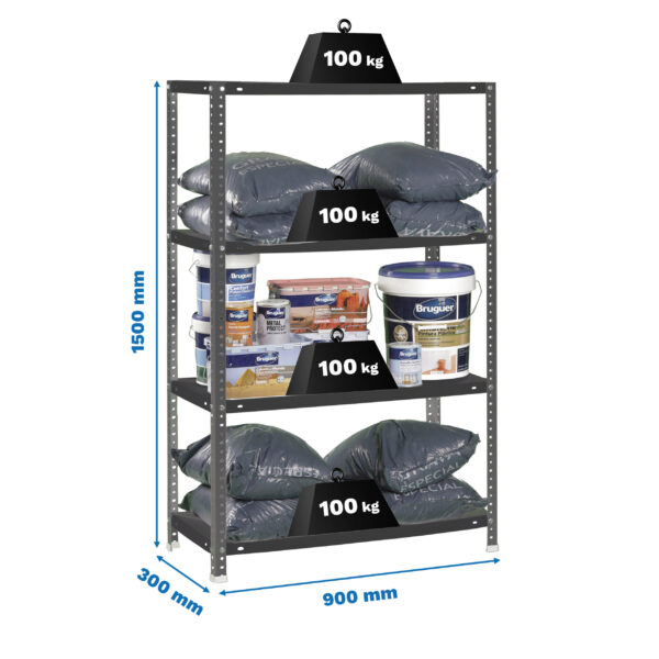 Estante Metálica COMFORT 4/300 Antracite - 1500 x 900 x 300 mm