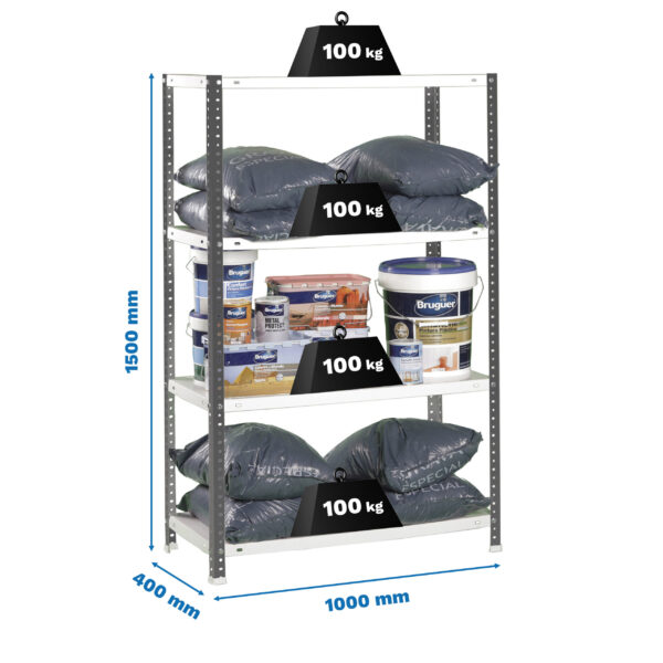 Estante Metálica COMFORT PLUS 4/400 Antracite/Branco - 1500 x 1000 x 400 mm