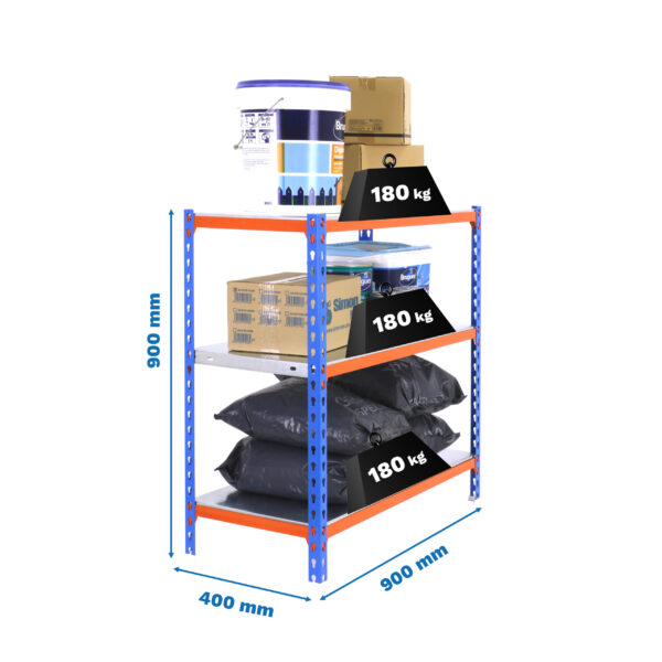 Estante Metálica SIMONCLICK 3/400 900 Azul/Laranja/Galvanizado - 900 x 900 x 400 mm