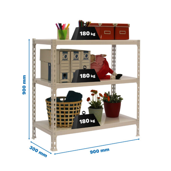 Estante Metálica SIMONCLICK 3/300 900 Branco/Branco - 900 x 900 x 300 mm