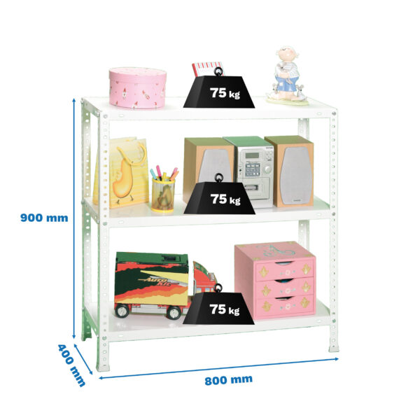 Estante Metálica ADVANTAGE MINI 3/400 Branco - 900 x 800 x 400 mm