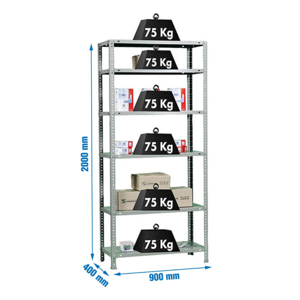 Estante Metálica ADVANTAGE 6/400 Galvanizadonizado - 2000 x 900 x 400 mm