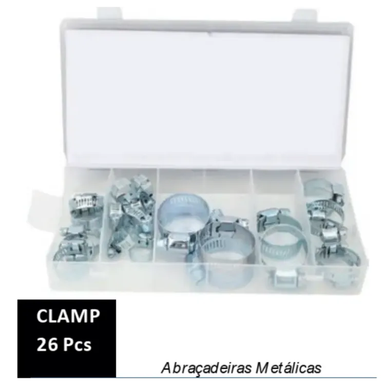 CONJUNTO DE ABRAÇADEIRAS 26 PEÇAS PARA FIXAÇÃO