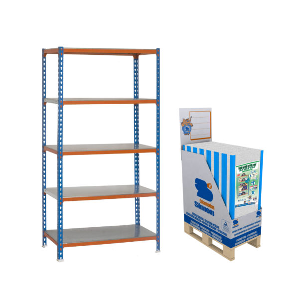 Estante Metálica MINIPROMOBOX 8 SIMONCLICK PLUS 5/500 AZ/NAR/GA - 2000 x 1000 x 500 mm