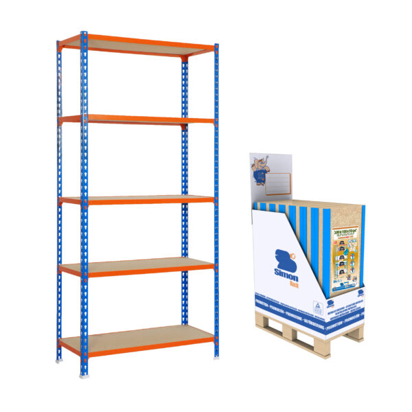 Estante Metálica MINIPROMOBOX 9 MADERCLICK MEGAPLUS 5/500 AZ/NA/MAD - 2000 x 1200 x 500 mm