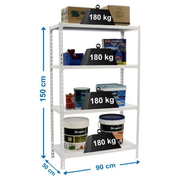 Estante Metálica SIMONCLICK 4/500 1500 Branco/Branco - 1500 x 900 x 500 mm