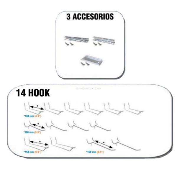 Acessório para Painel de Ferramentas 17 un. ACC013 BT-PANEL (14 HOOK + 3 ACCS)