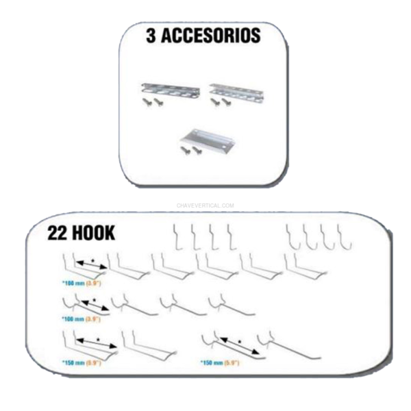 Acessório para Painel de Ferramentas 25 un. ACC014 BT-PANEL (22 HOOK + 3 ACCS)