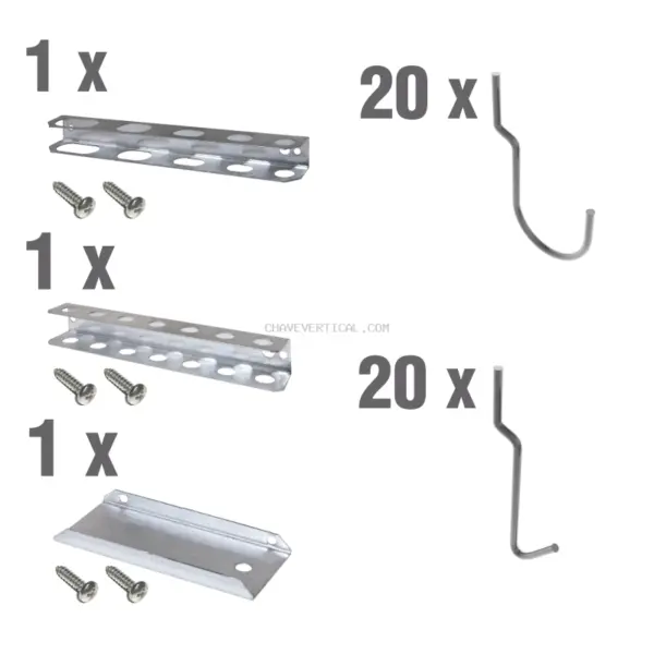 Acessório para Painel de Ferramentas 40 un. Ganchos Simples + 3 ACC. PANEL