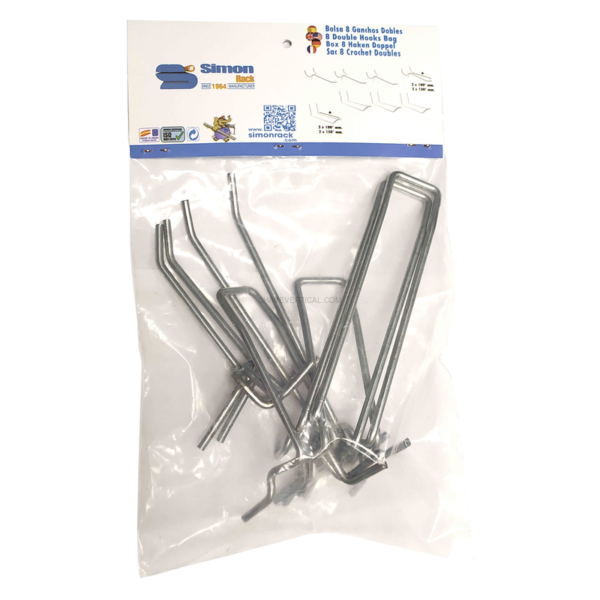 Acessório para Painel de Ferramentas 8 un. Ganchos Duplos (A) HOOK08 Saco - 240 x 160 x 30 mm