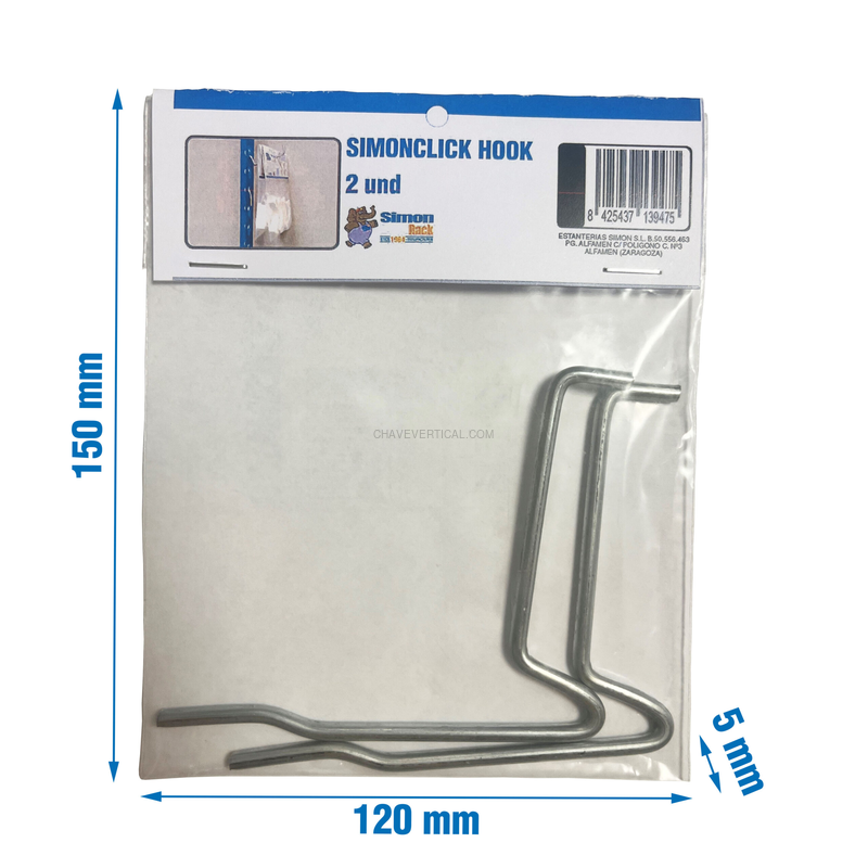 Acessório para Sistema de Arrumação 2 un. SIMONCLICK HOOK Saco - 150 x 120 x 5 mm