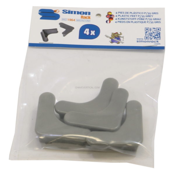 Acessório para Sistema de Arrumação 4 un. Pés P/35 Cinzento Saco - 217 x 117 x 25 mm