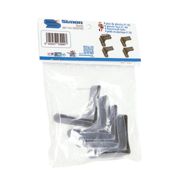 Acessório para Sistema de Arrumação 4 un. Pés P/40 Cinzento Saco - 217 x 117 x 25 mm
