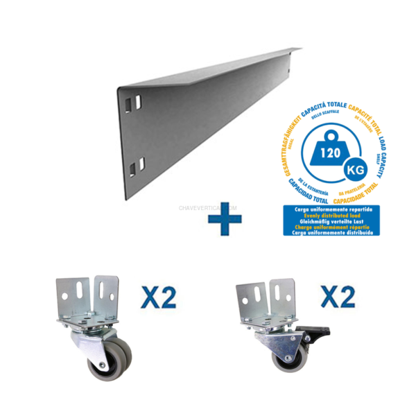 Acessório para Sistema de Arrumação LARGUERO Cinzento 1200 + 4RodaS (2F + 2SF) 120 kg